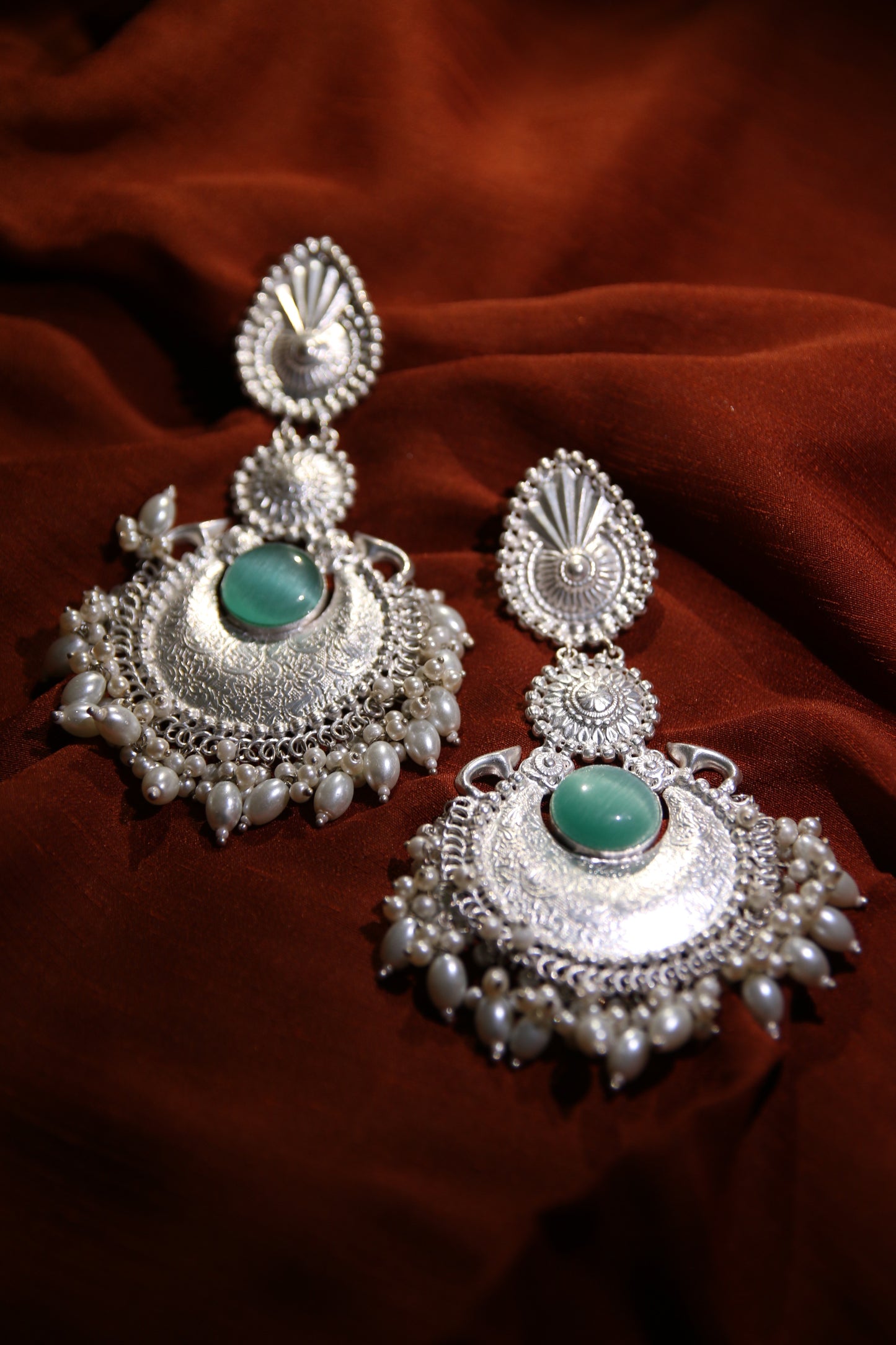 Silver Polished Retro Glamour (Mint Green) – “Chandni Collection”