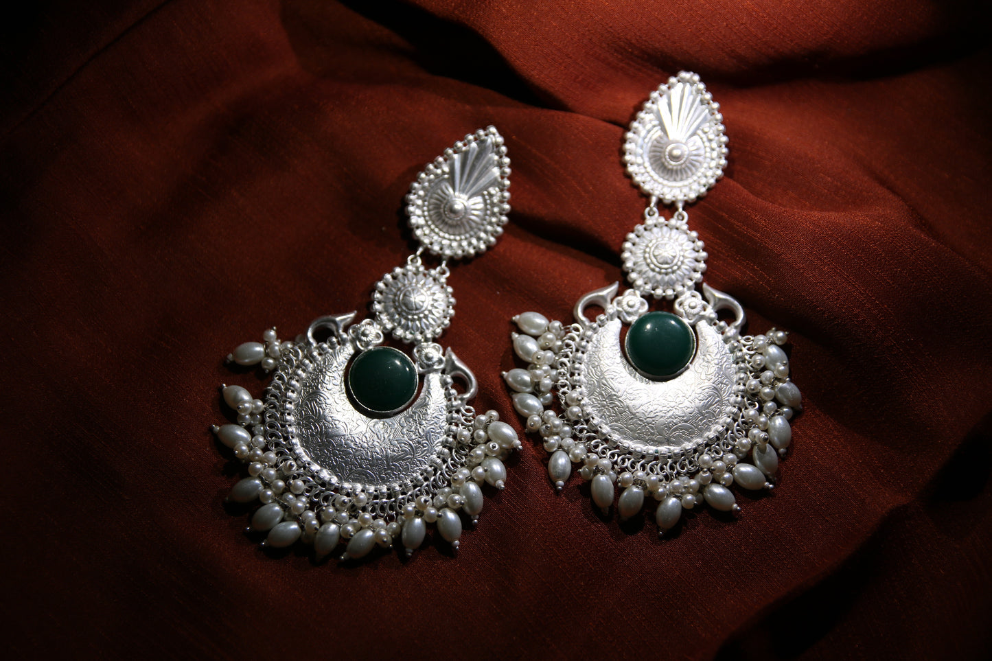Silver Polished Retro Glamour (Green) – “Chandni Collection”
