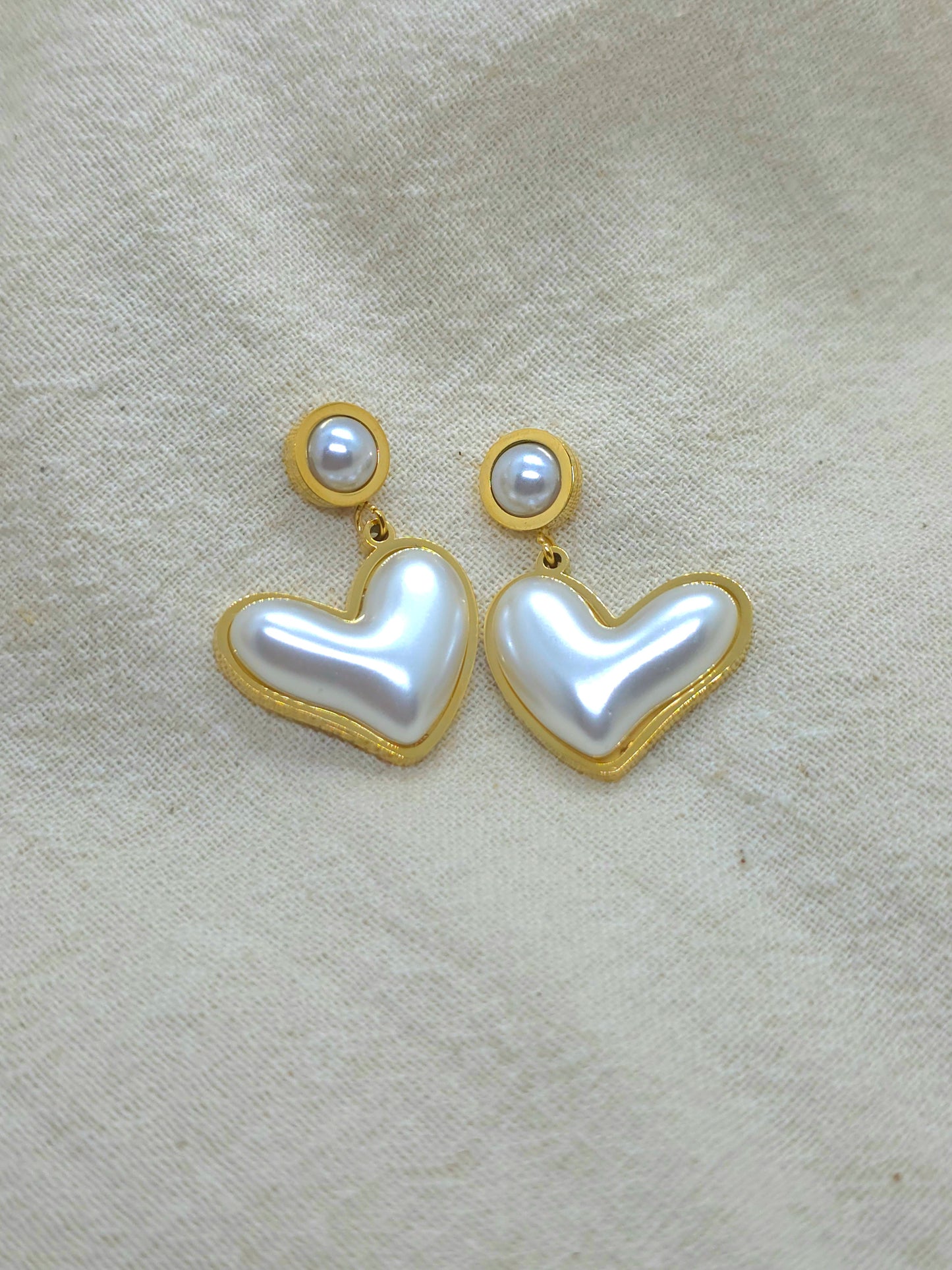 Pearl Heart Earrings