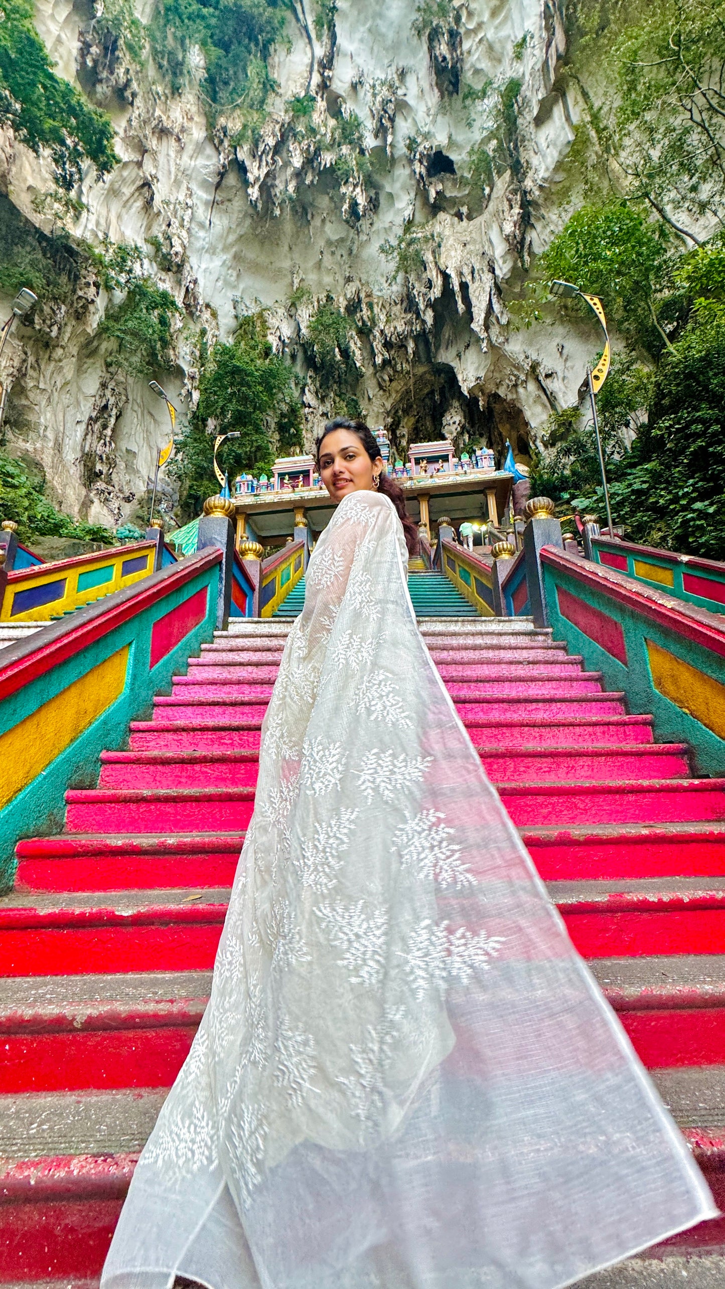 Off White Handwoven Kota Doria with Embroidery