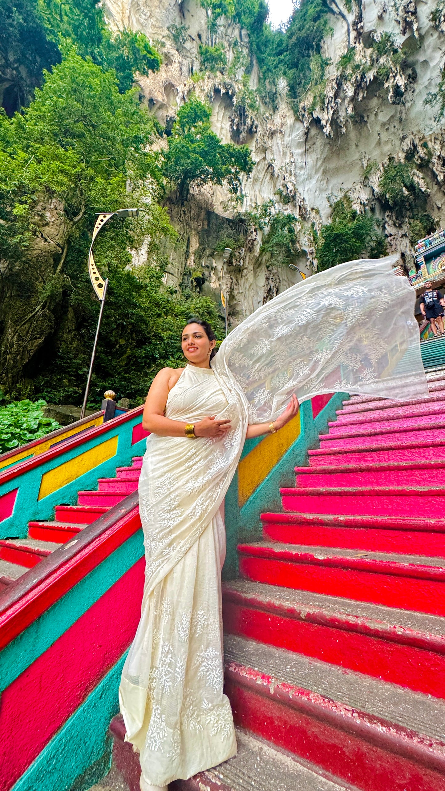 Off White Handwoven Kota Doria with Embroidery