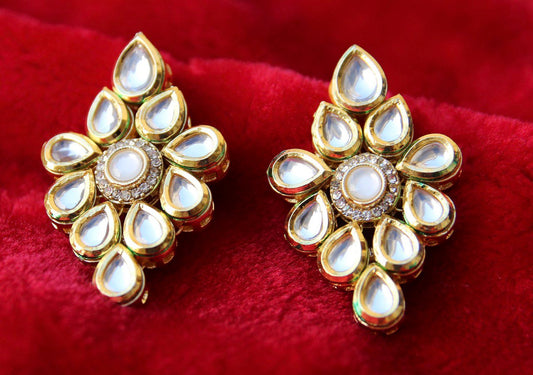 White Kundan earrings