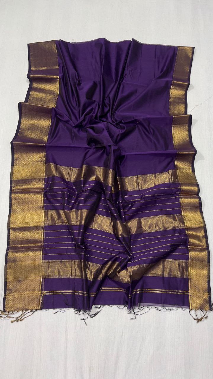 Purple Maheshwari Handwoven Saree