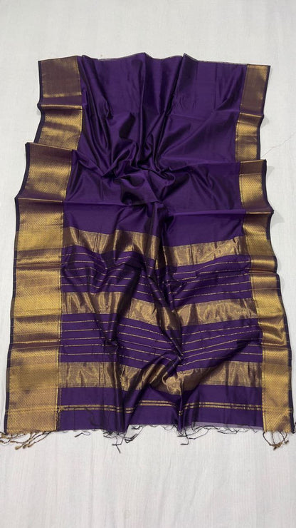 Purple Maheshwari Handwoven Saree