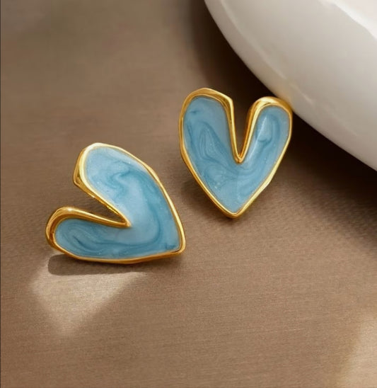 Blue Heart Earrings K111